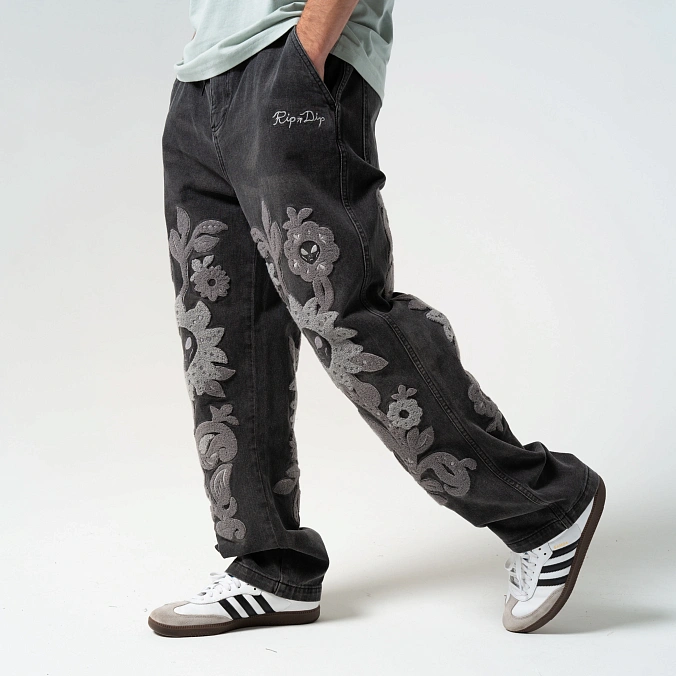 Джинсы RIPNDIP Space Garden Pants Black Vintage Wash
